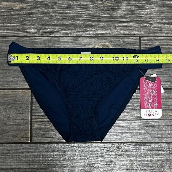 NWT Hula Honey Bikini Bottoms Juniors' Medium Blue Crochet Side Tab Swim Bottoms - Picture 6 of 11
